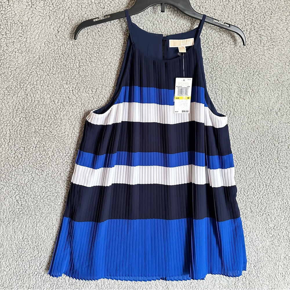 Michael Kors Blue and White Striped Blouse